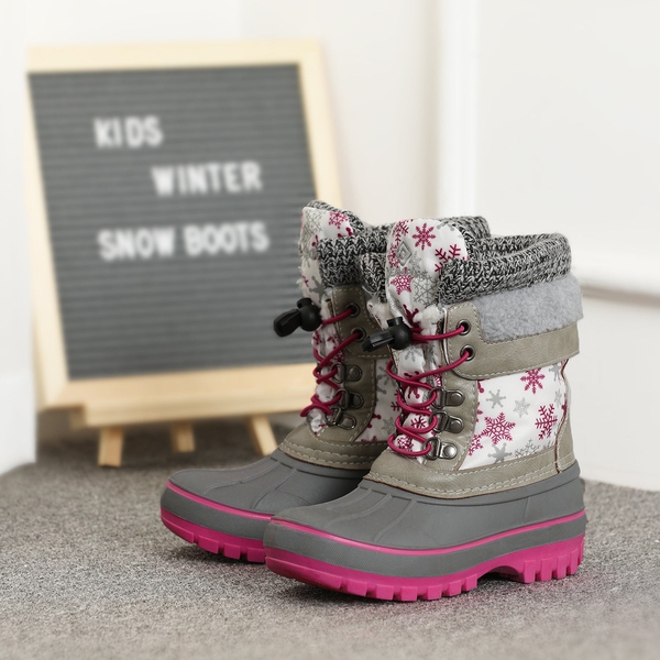 Insulated Snow Kids Waterproof Boots - WHITE FAUXIA - 5